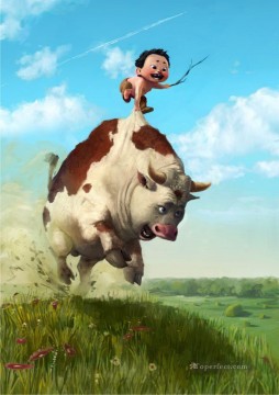  enfant - courir la vache et l’enfant Fantasy